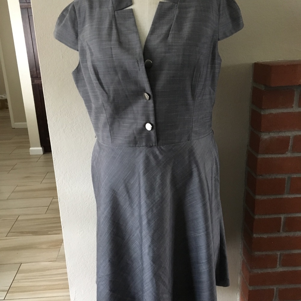 Jones NY Dress sz 16 Grey Mandarin Collar NWOT